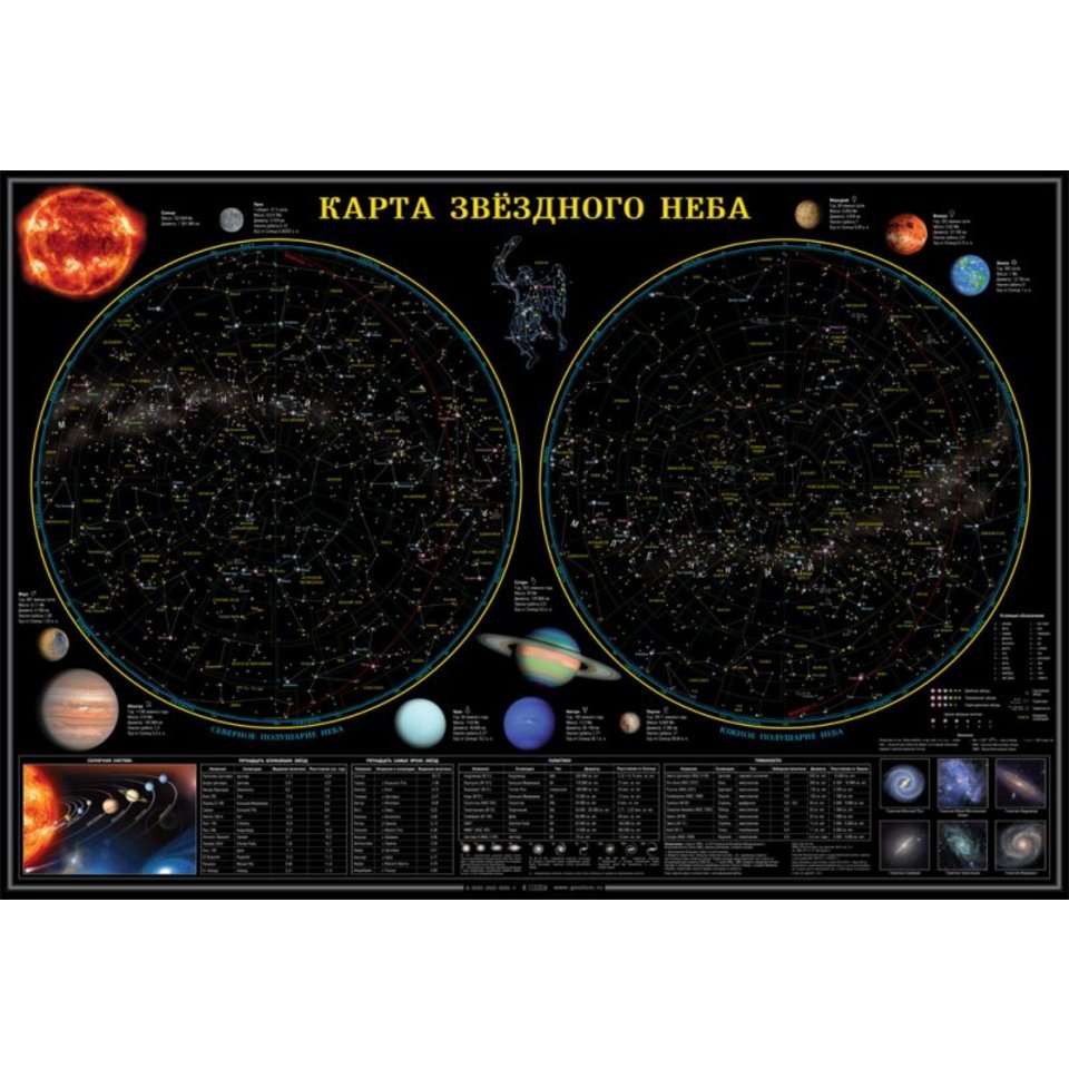 карта Звездное небо/планеты 101х69см