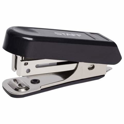 степлер №10 10 листов staff мини пластиковый корпус металлический механизм с антистеплером 224624 черный