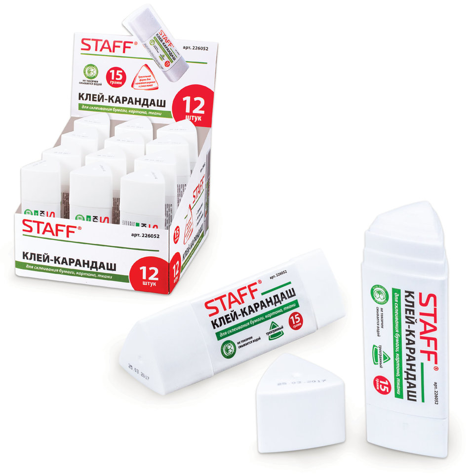 клей-карандаш 15г Staff трехгранный 226052 PVA