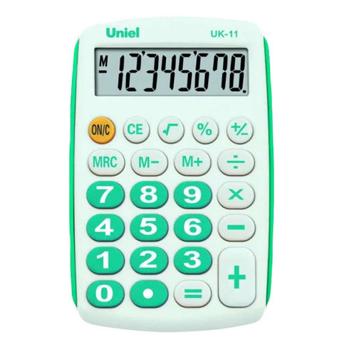 калькулятор карманный 8 разрядов Uniel uk-11b бирюзовый