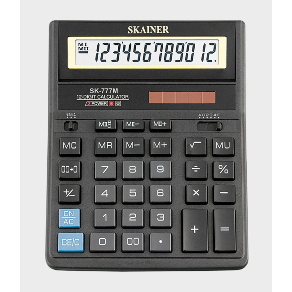 калькулятор настольный 12 разрядов большой Skainer sk-777m (157х200х32мм) двойное питание