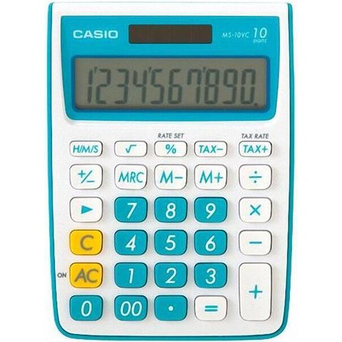 калькулятор настольный 10 разрядов Casio ms-10vc-bu-s-eh голубой