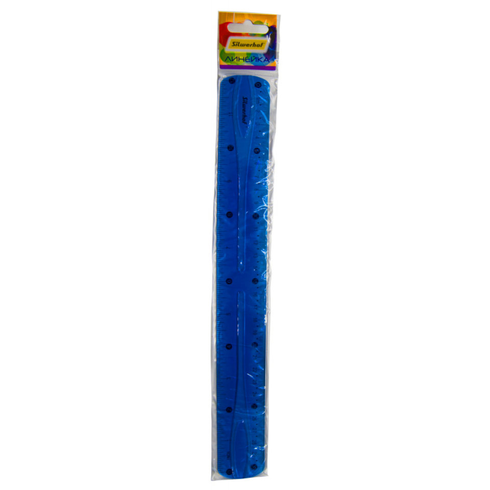 линейка 30см пластиковая цветная гибкая синяя Silwerhof 160181/1097519