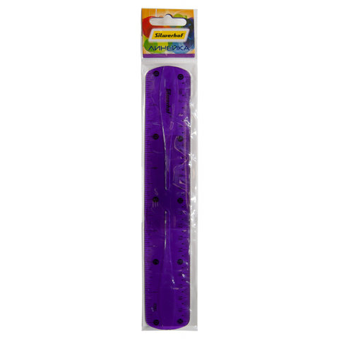 линейка 20см пластиковая цветная гибкая фиолетовая Silwerhof 160180/Brauberg210674