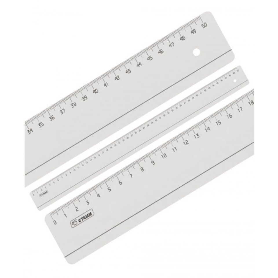 линейка 50см пластиковая прозрачная лн95 Стамм