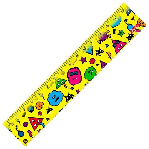 линейка 15см пластиковая с рисунком Прикольные Монстрики MNp_15008/046597
