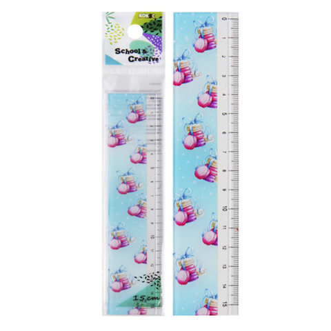 линейка 15см пластиковая с рисунком Macaroons pastel 210392