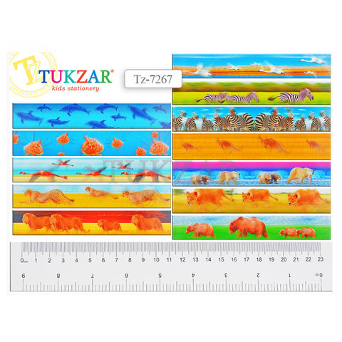 линейка 23см пластиковая с рисунком 3d Cафари ассорти tz7267