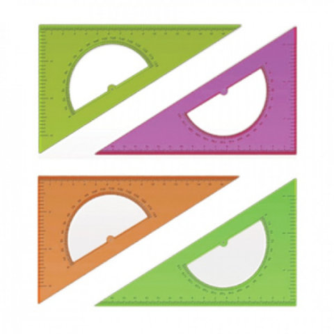 транспортир треугольник 30/16см Стамм флуоресцентный прозрачный тк010