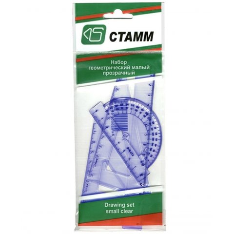 набор чертежный 4 предмета малый прозрачный Стамм НГ01 европодвес