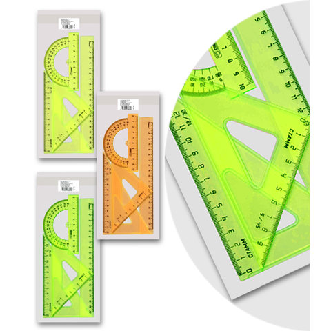 набор чертежный 4 предмета средний флуоресцентный НГ14