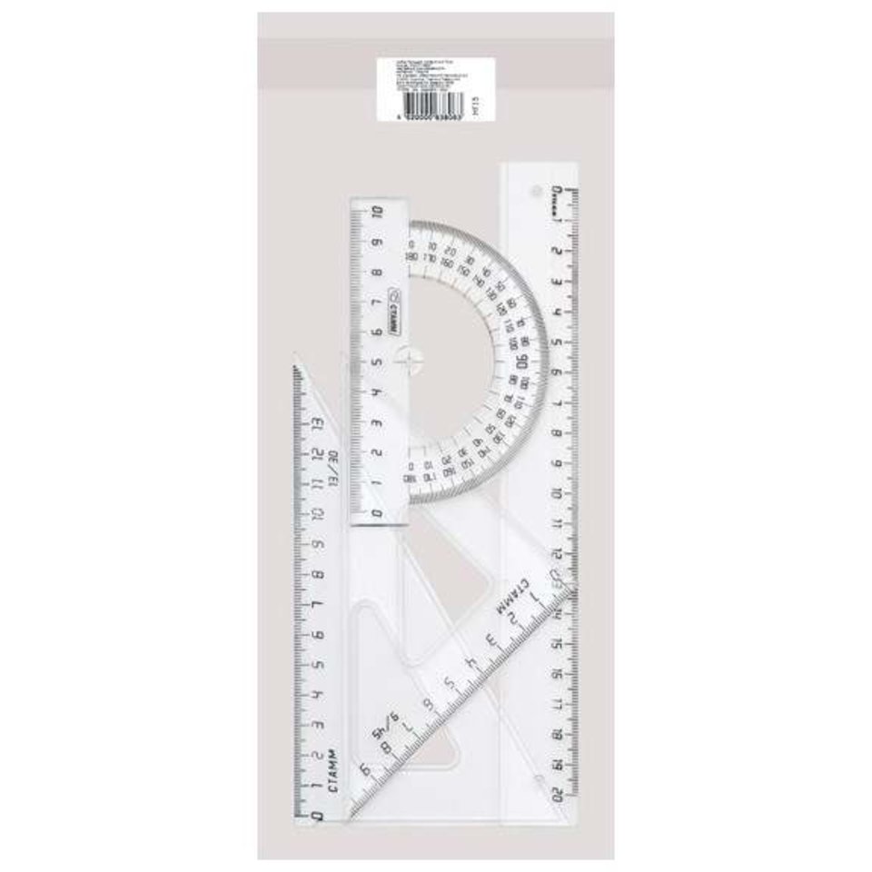 набор чертежный 4 предмета средний прозрачный НГ13