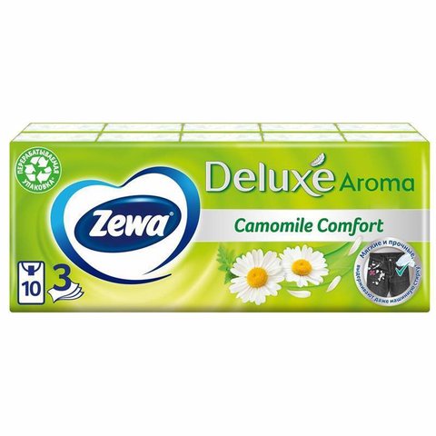 платочки носовые Zewa Deluxe 3 слоя 10 шт. 53107 (227693)