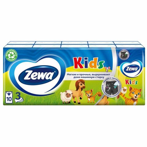 платочки носовые Zewa Kids 3 слоя 10 шт. 51122 (270265)