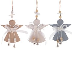 новогоднее украшение деревянное Ангел 14см 3в 401780