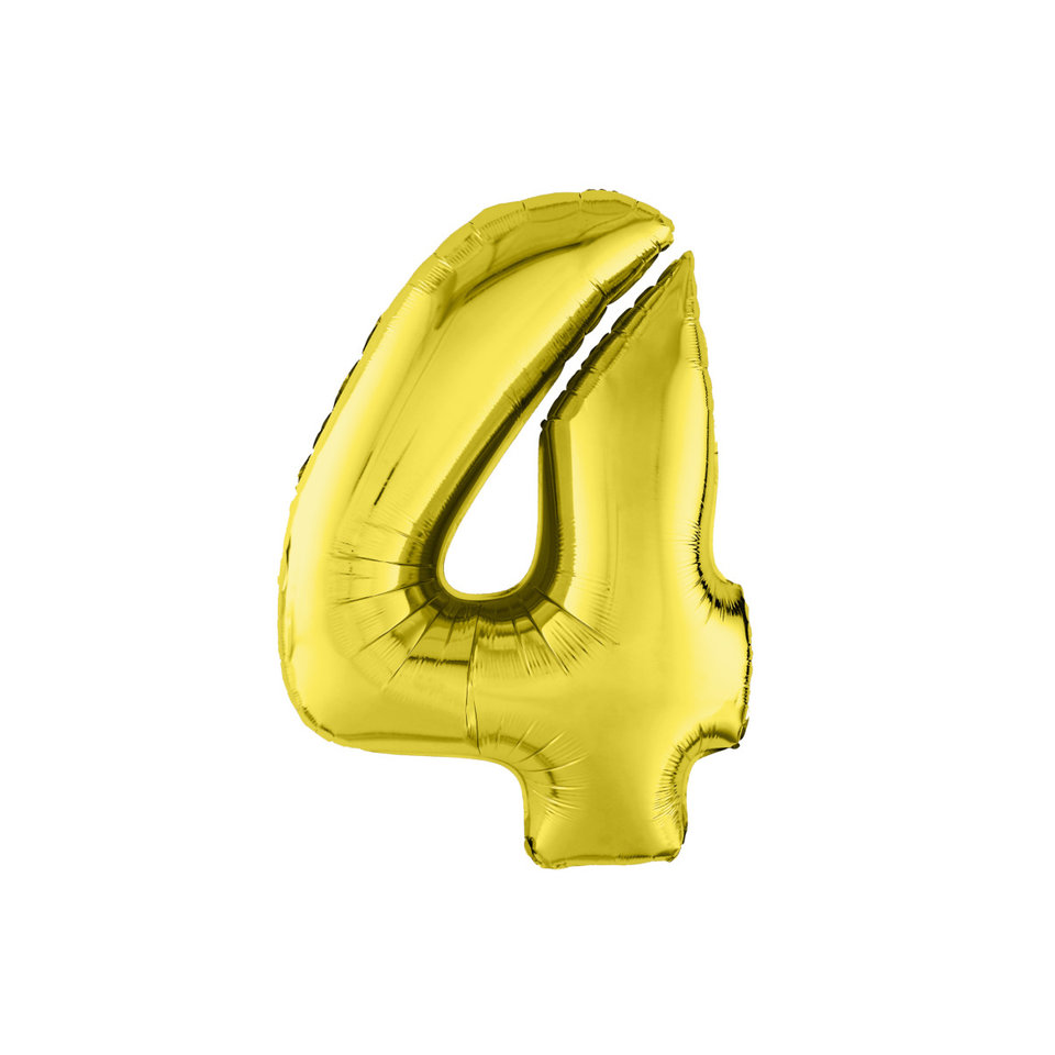 шар фольгированный Цифра 4 золото 102см 753910 754634