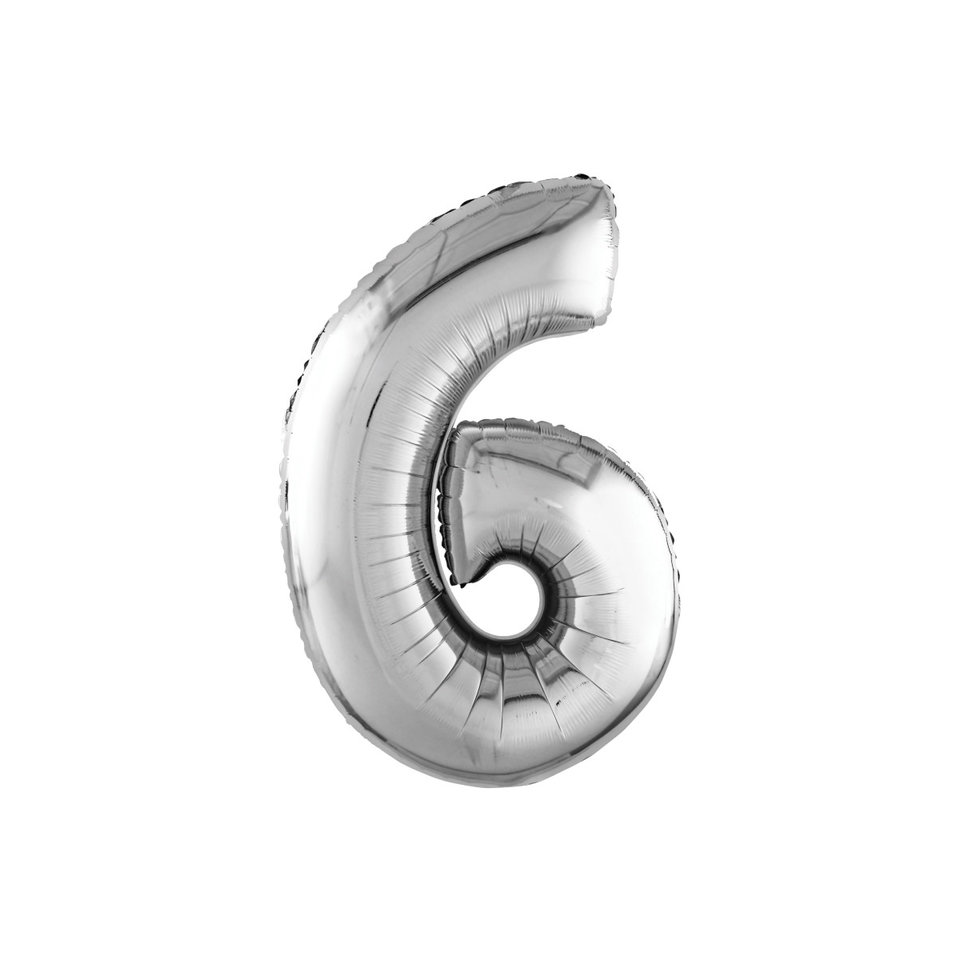 шар фольгированный Цифра 6 серебро 102см 753828