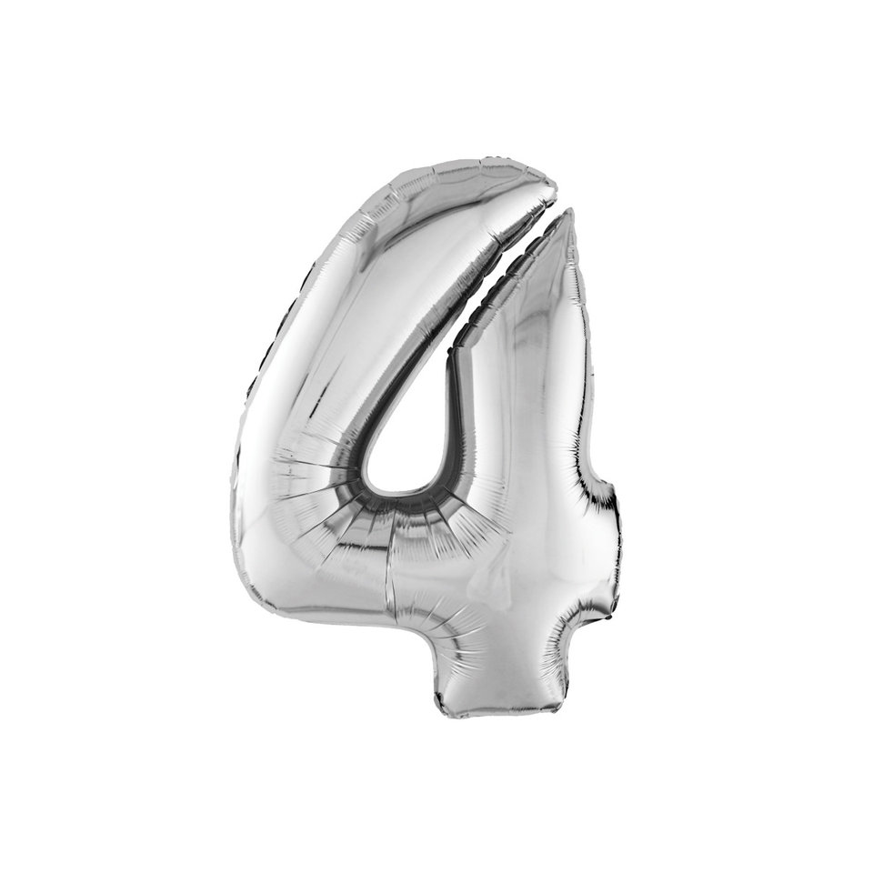 шар фольгированный Цифра 4 Серебро 102см 753804