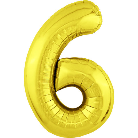шар фольгированный Цифра 6 золото 102см 753934 754658