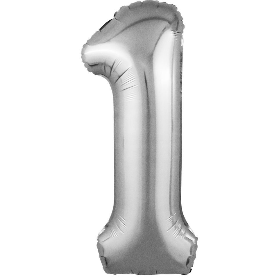 шар фольгированный Цифра 1 серебро 102см 753866 754467