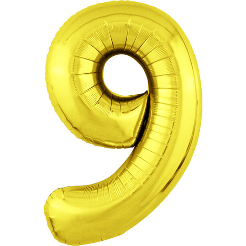 шар фольгированный Цифра 9 золото 102см 753965 754689