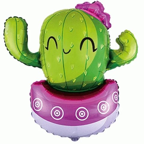 шар фольгированный Кактус В Розовом Кашпо 91см и-514