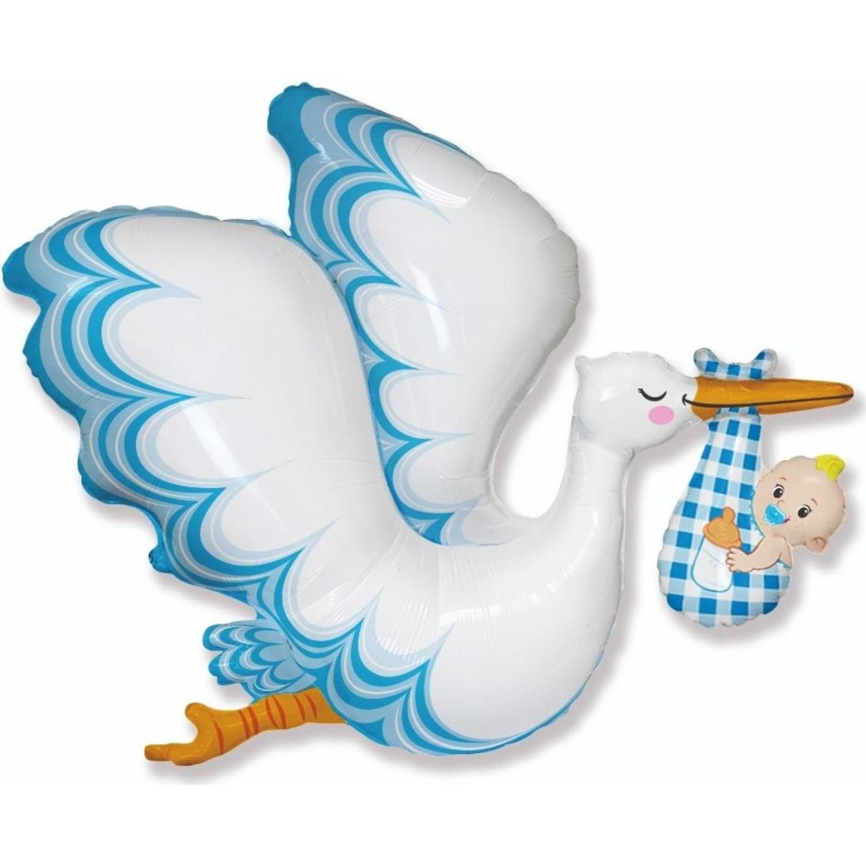 шар фольгированный Аист С Мальчиком 96см и-114