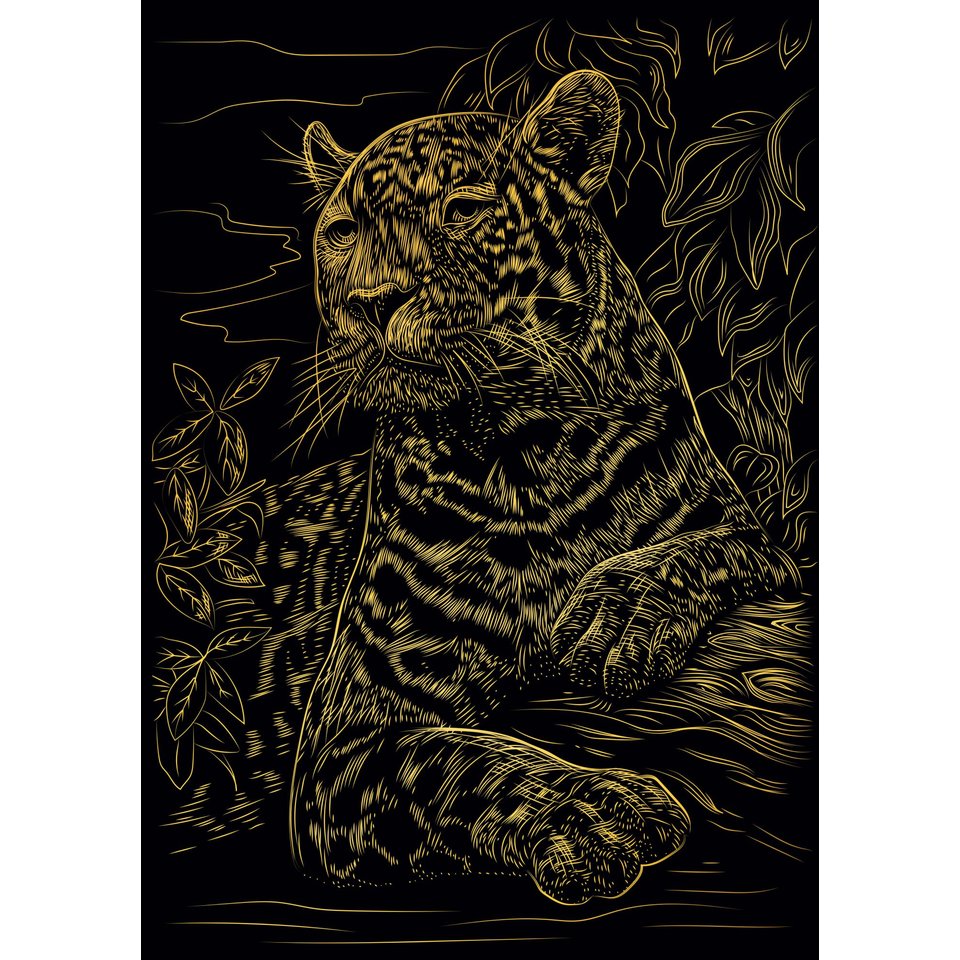 гравюра Г-0508 Леопард в Джунглях золото