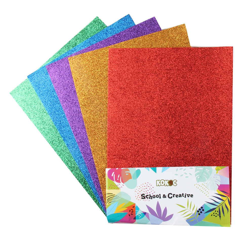 пластичная замша фоамиран А4 5 цветов 5 листов с блестками 2мм 200735