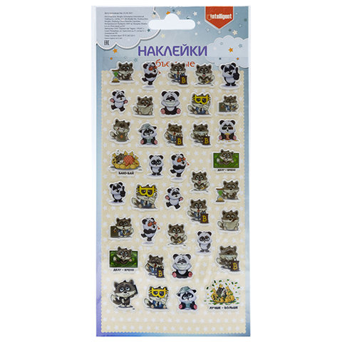наклейки для декора Панда и Деловой Енот ci-1014