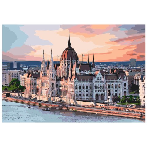 картина по номерам "Вечерний Будапешт" 40х50см х-6591