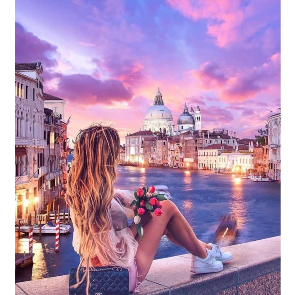картина по номерам "Путешественница в Венеции" 40х50см х-6623