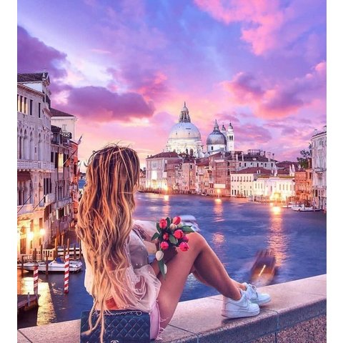картина по номерам "Путешественница в Венеции" 40х50см х-6623