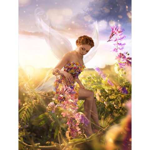картина по номерам "Фея в цветочном лесу" 40х50см х-8640