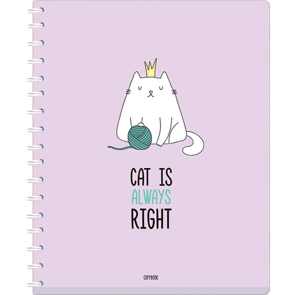 тетрадь 96 листов цветная Meshu "Right cat" на гребне 38929 319161 в клетку