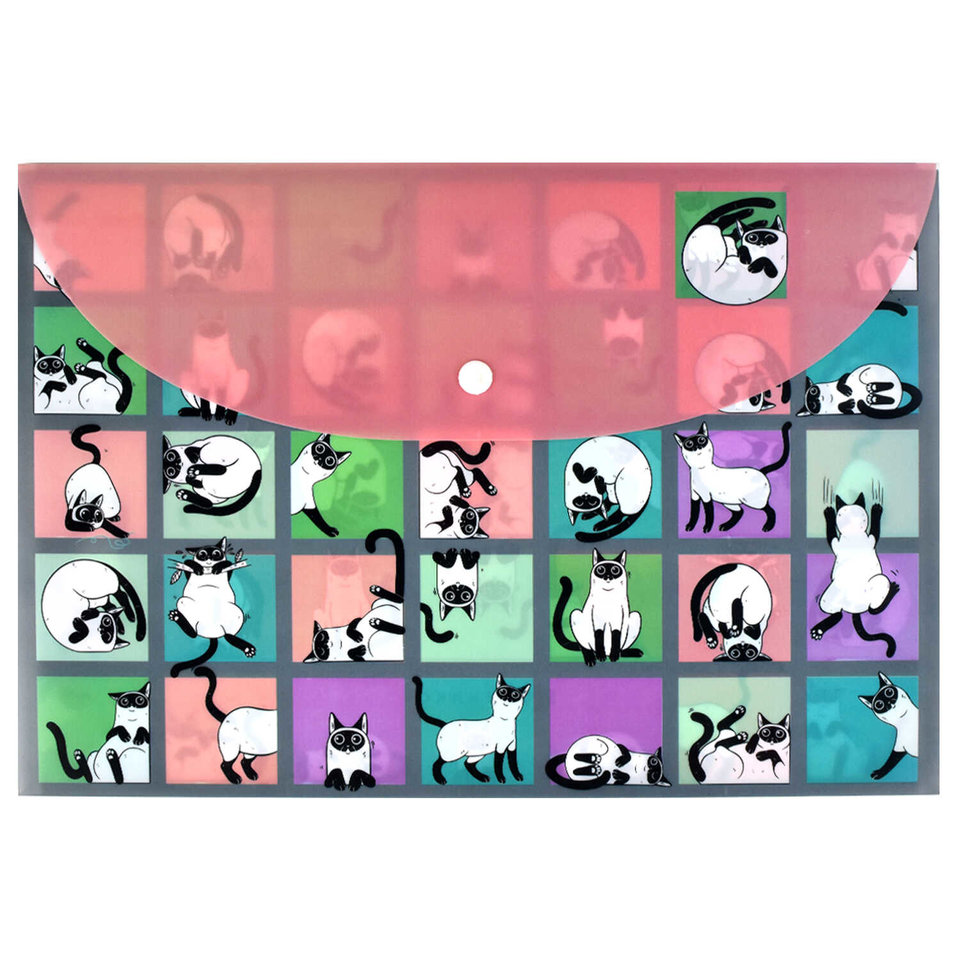 папка-конверт на кнопке А4 Коты 56639