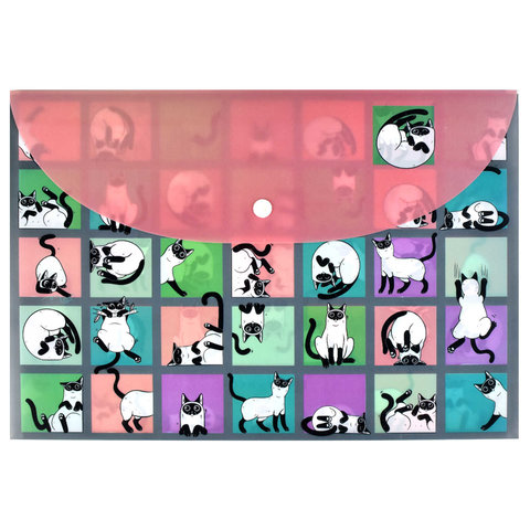 папка-конверт на кнопке А4 Коты 56639