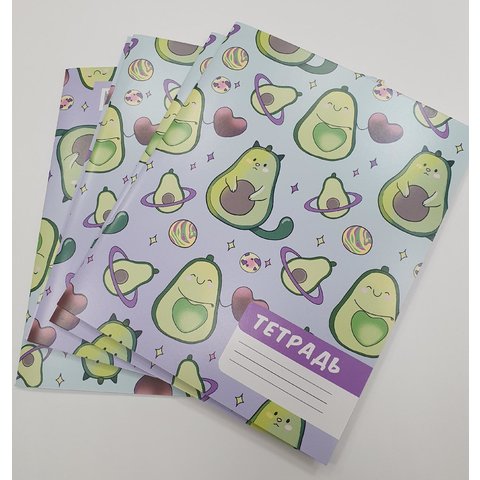 тетрадь 18 листов SWEETCAT Авокотик Космос Сердце в клетку тм-тр-09