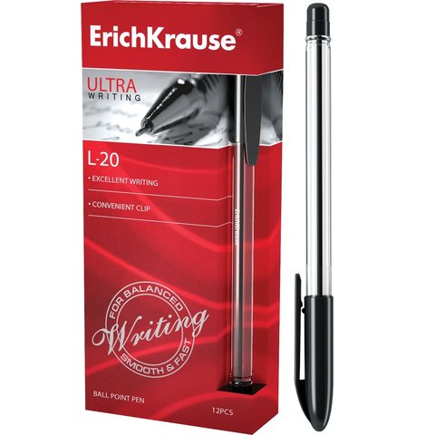 ручка шариковая ERICH KRAUSE L-20 ULTRA semi-gel черная