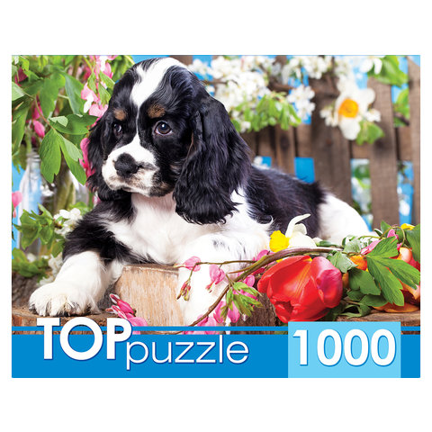 пазл 1000 элементов щенок спаниеля в саду toppuzzle гитп1000-2143