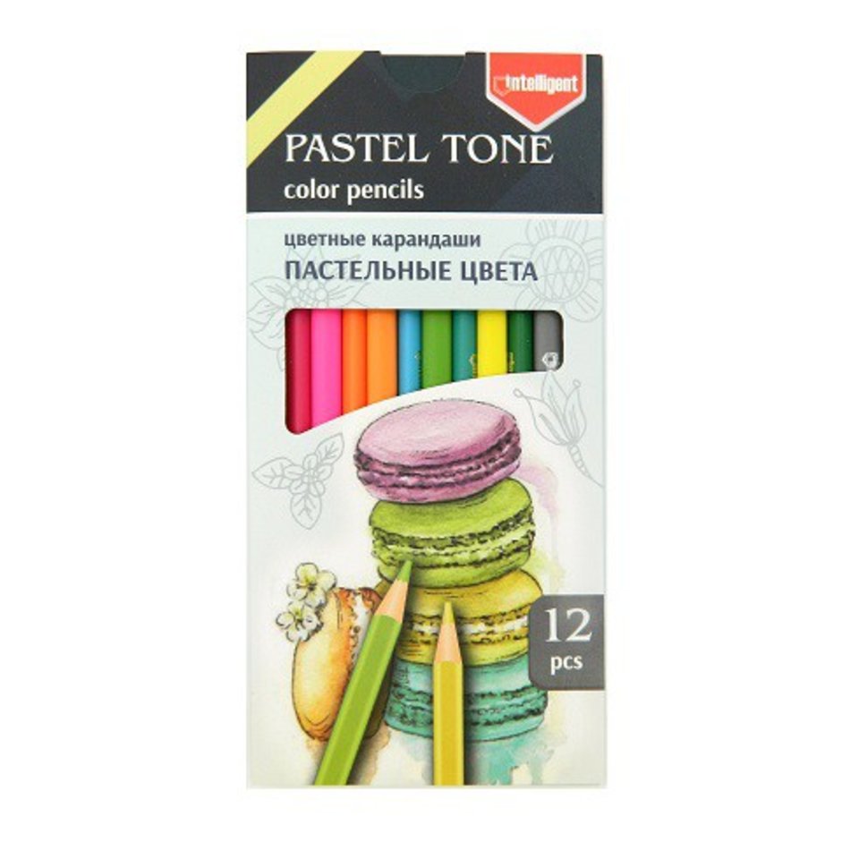 цветные карандаши 12 цветов Пастельные Intelligent трехгранные, заточенные