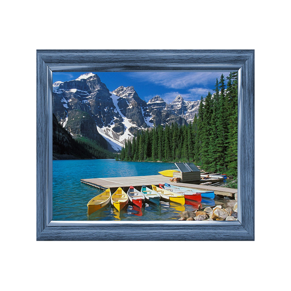 Алмазная мозаика Лодки в горном озере 30х40см st946