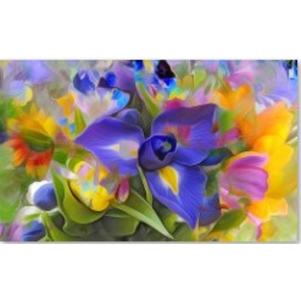 Алмазная мозаика Сиреневые и желтые цветы 30х40см st592