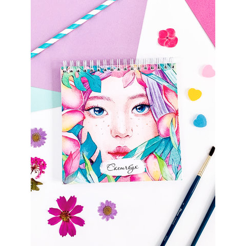 Cкетчбук Девочка в цветах 120г/м/200г/м СККВ-43
