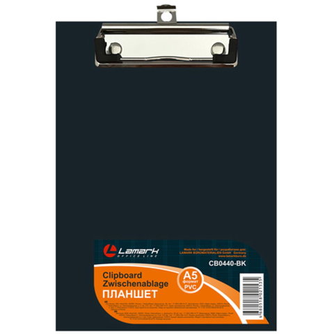 доска с зажимом А5 картон бумвинил 440 черная