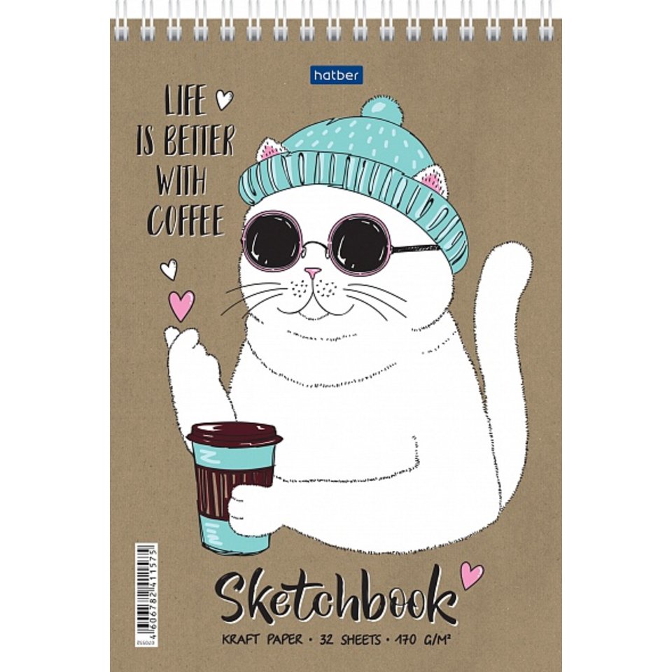скетчбук А5 32 листа coffeecat 170г/м 26519 (072417)