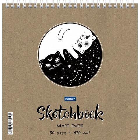 скетчбук А5 квадратный 30 листов "день-ночь" 170г/м 26515 (072410)