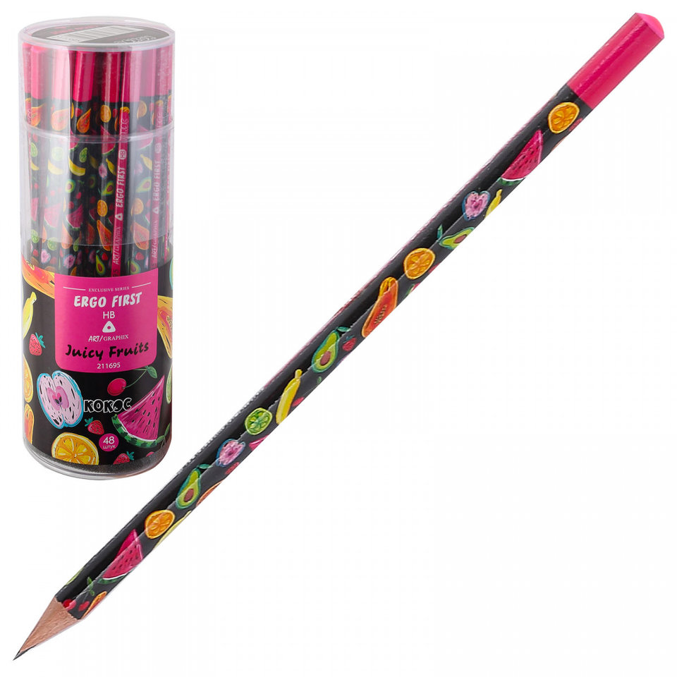 карандаш простой Fruits HB трехгранный заточенный 211695