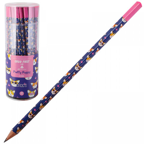карандаш простой Puppy HB трехгранный заточенный 211696