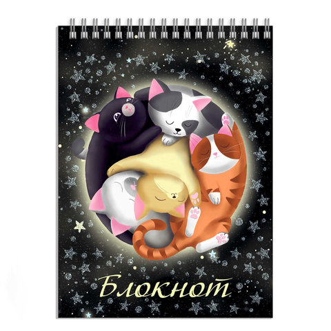 блокнот А7 40 листов спящие котята на гребне 57790